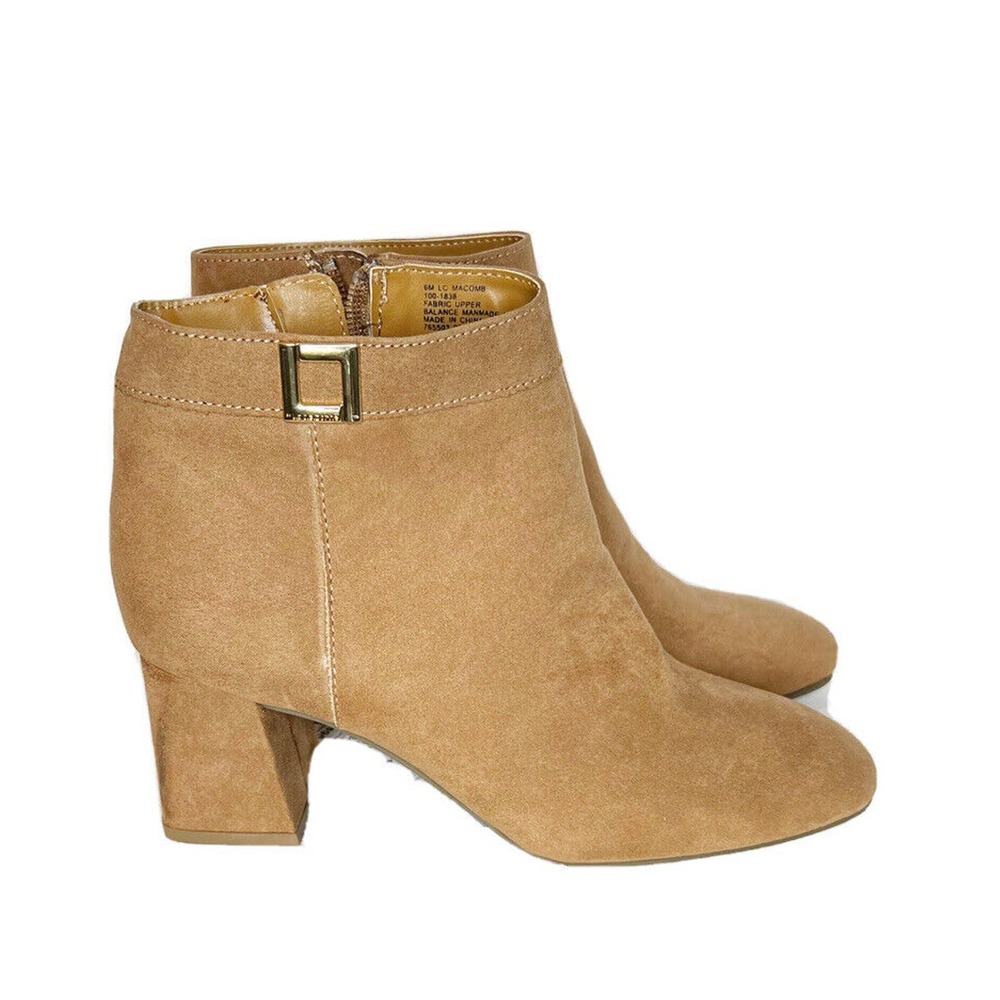 Liz Claiborne Womens LC Macomb Booties Block Heel Sz 6 Camel